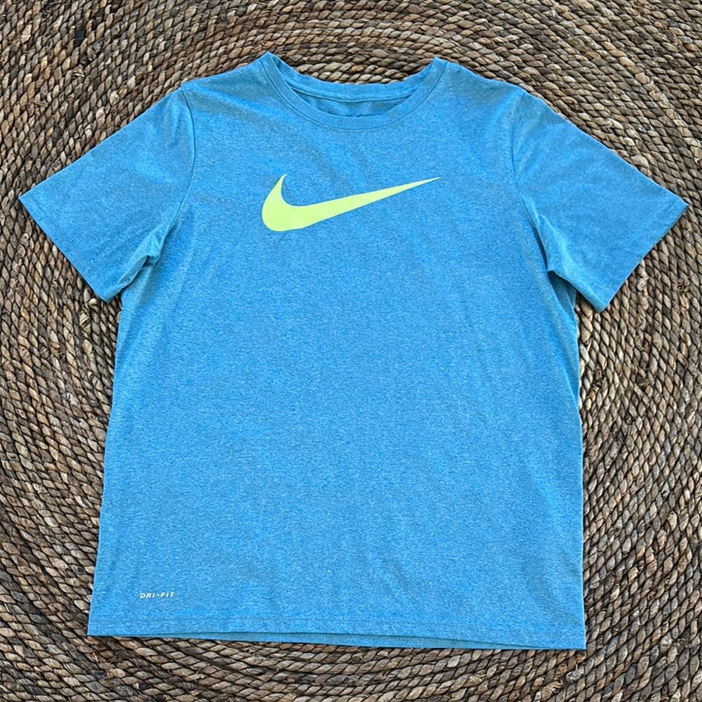 Nike Blue and Yellow Short Sleeve Dri-Fit Tee